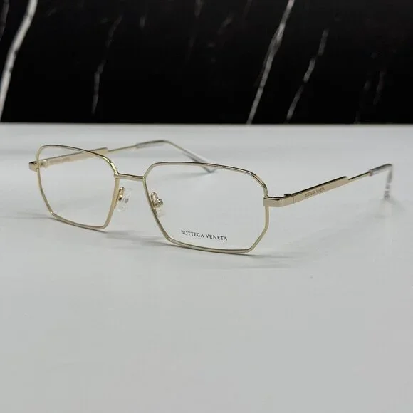 NEW BOTTEGA VENETA BV1073O 002 SQUARE GOLD UNISEX EYEGLASSES display picture 3